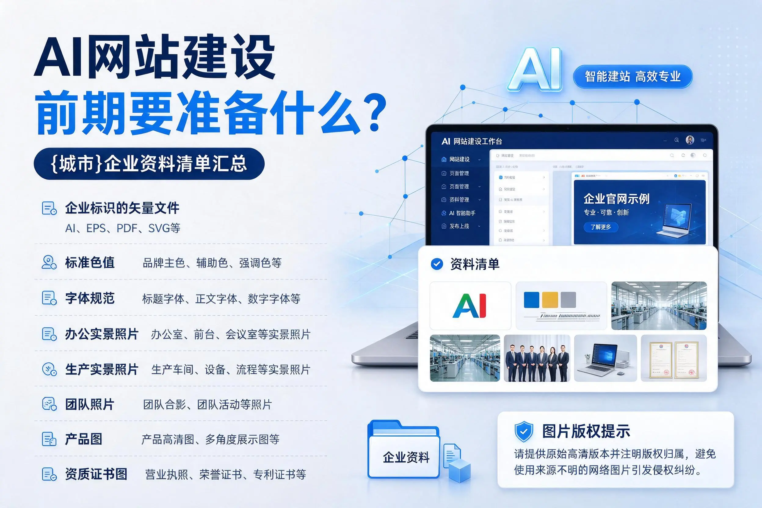 AI网站建设前期要准备什么？巴音郭楞企业资料清单汇总