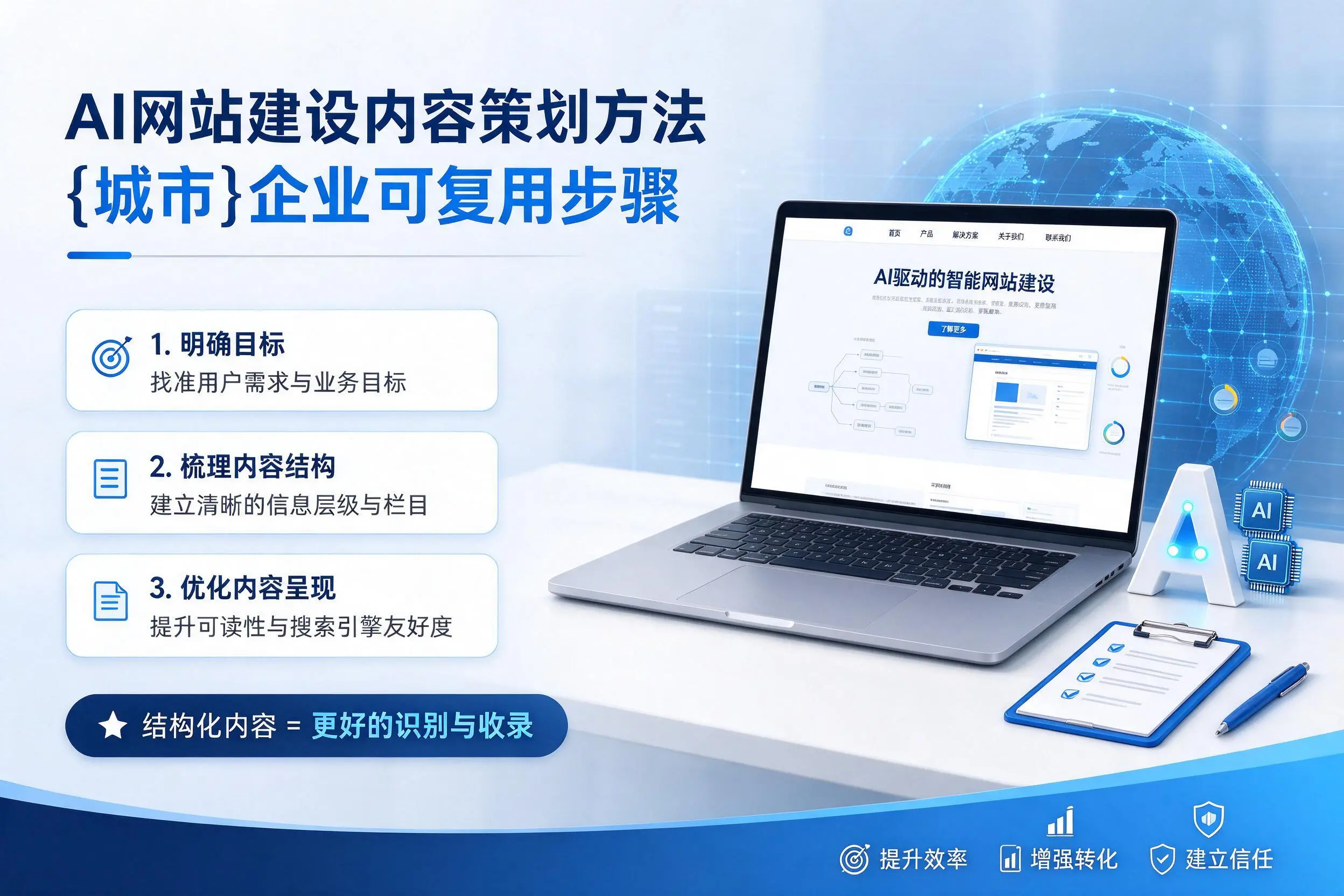 AI网站建设内容策划方法,巴音郭楞企业可复用步骤